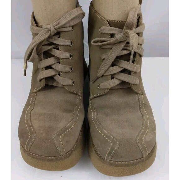 Y2K Chunky Heel Platform Brown Leather Ankle Boots MIA Womens Size 8M - Picture 4 of 12